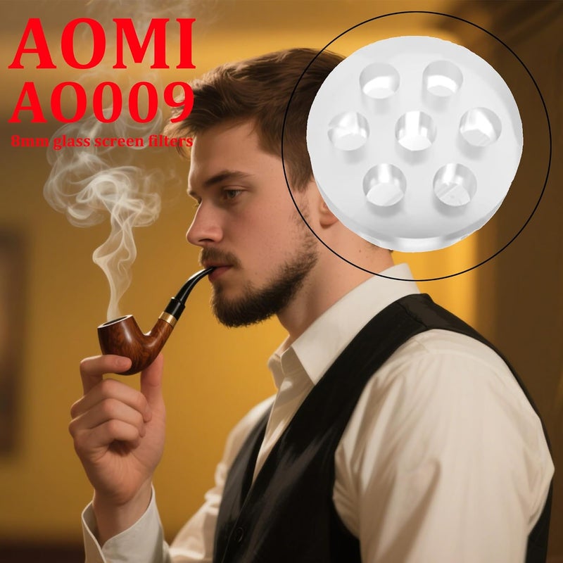AOMI 30pcs Glass Screens Filter High Borosilicate, 8mm 0.31" Diameter Transparent Heat Resistant Pipe Screens with 7 Honeycomb Holes for Pipes - Image 3